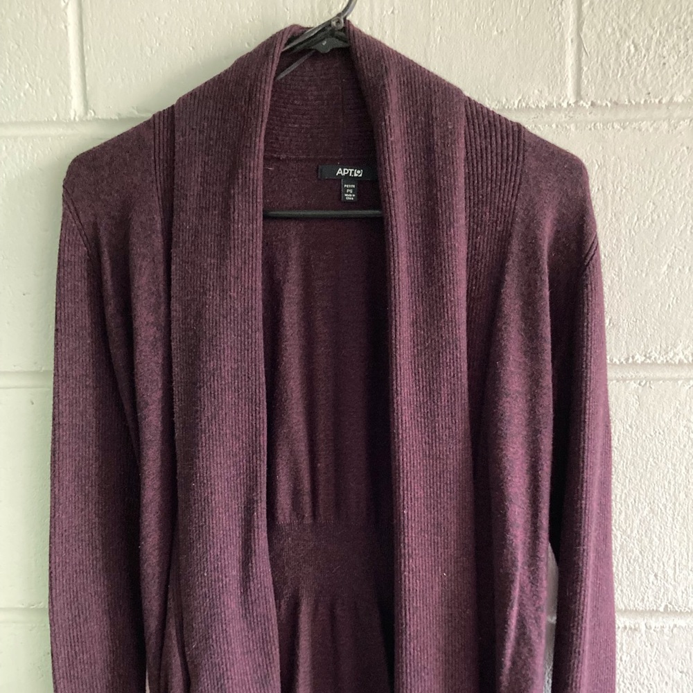 Apt. 9, Cowl neck sweater; open, no buttons. Color: Eggplant